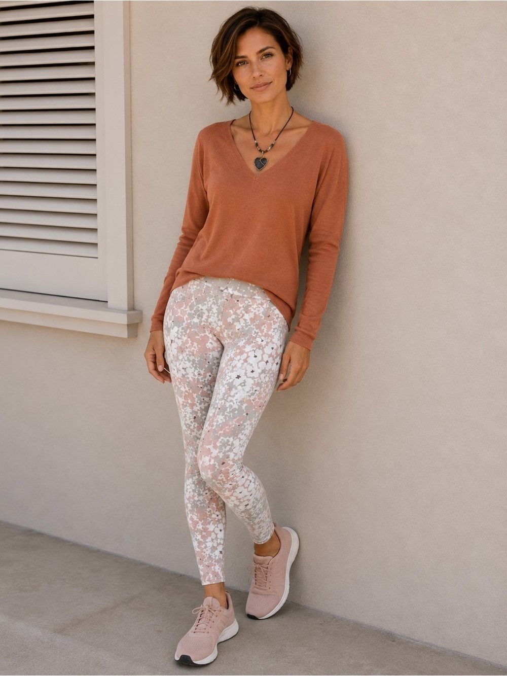 Spanx Women's White Pink Gray Floral Print Pullon Jean Leggings tummy control